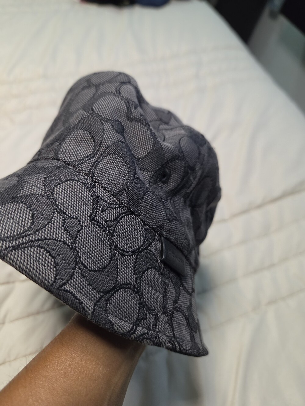 Coach Charcoal Signature Jacquard Bucket Hat